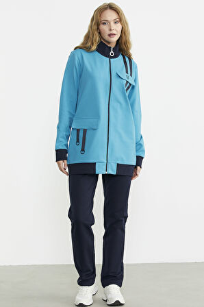 Renk Kombinli Rahat Kalıp Eşofman Takım - Mavi