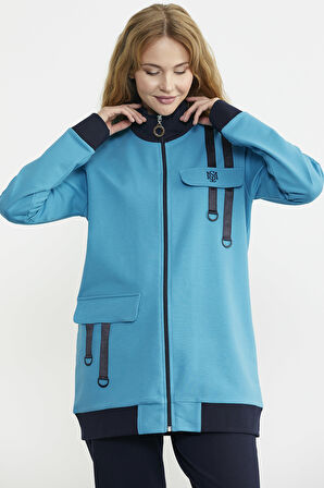 Renk Kombinli Rahat Kalıp Eşofman Takım - Mavi