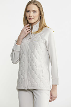 Dik Yaka Fermuarlı Eşofman Takım - Taş