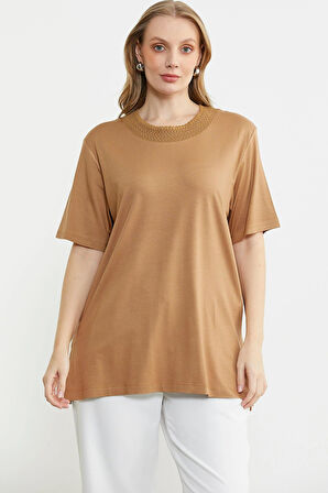 25Y2202-60066 SEMENTA TRİKO YAKA KONBİNLİ KISA KOL BLUZ