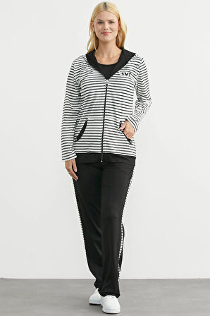 Sementa Kapişonlu Çizgili Eşofman Takım 76512 