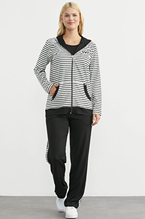 Sementa Kapişonlu Çizgili Eşofman Takım 76512 