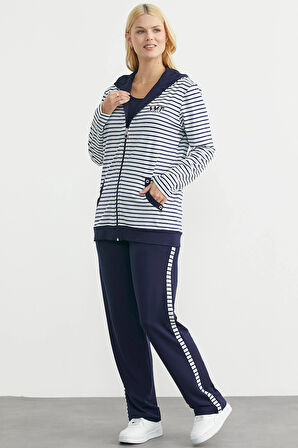 Sementa Kapişonlu Çizgili Eşofman Takım 76512 