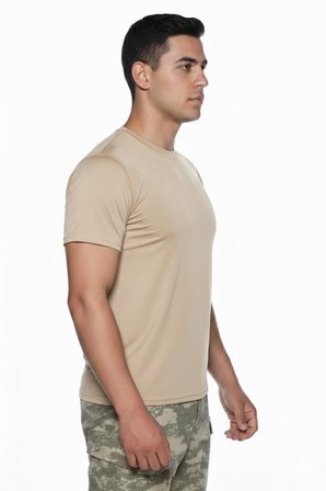 Single Sword Kısa Kol Microfiber T-Shirt Askeri ve Outdoor Microfiber Üst İçlik Fanila Tişört(BEJ-M)
