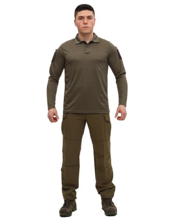 Single Sword Polo Yaka Uzun Kol Taktik T-Shirt(SİYAH-XL)