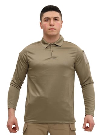 Single Sword Polo Yaka Uzun Kol Taktik T-Shirt(SİYAH-XL)