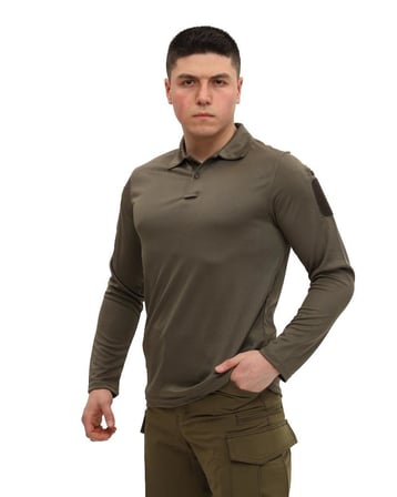Single Sword Polo Yaka Uzun Kol Taktik T-Shirt(SİYAH-XL)