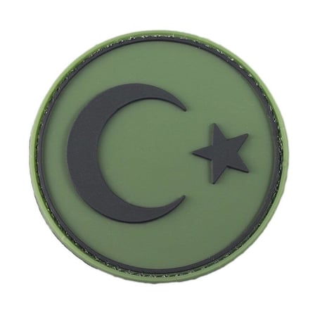 Single Sword Yuvarlak Türk Bayrağı Patch ( Peç ) 6 cm(BEJ)