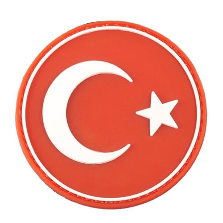 Single Sword Yuvarlak Türk Bayrağı Patch ( Peç ) 6 cm(KIRMIZI)
