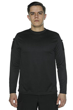 Single Sword Bisiklet Yaka Uzun Kollu  Basic&Taktik Erkek T-shirt SİYAH-2XL