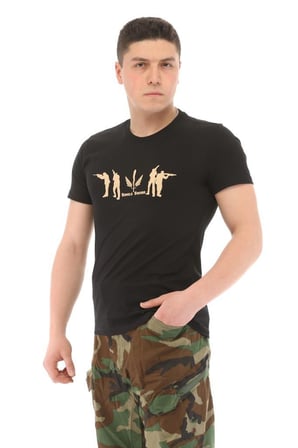 Single Sword Bisiklet Yaka Kısa Kollu Baskılı Kadın&Erkek T-Shirt(HAKİ-S)
