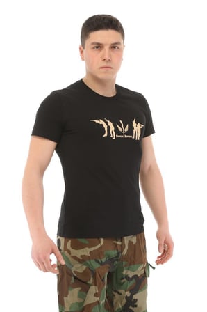 Single Sword Bisiklet Yaka Kısa Kollu Baskılı Kadın&Erkek T-Shirt(HAKİ-S)