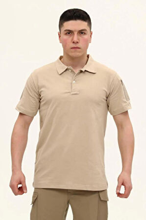 Single Sword Regular Fit Polo Yaka Kısa Kollu Erkek Tişört BEJ-S
