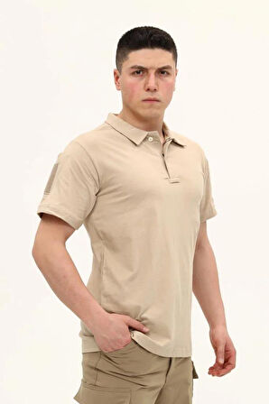 Single Sword Regular Fit Polo Yaka Kısa Kollu Erkek Tişört BEJ-S