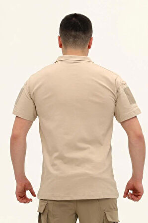 Single Sword Regular Fit Polo Yaka Kısa Kollu Erkek Tişört BEJ-S