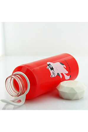 330 Ml Plastik Kapak Matara Keep Smile Kırmızı