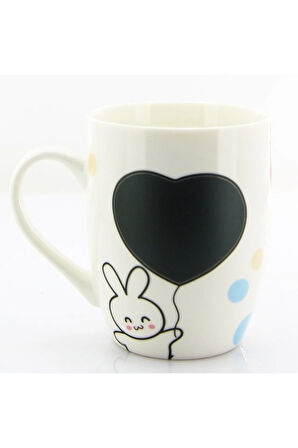 Seramik 330ml Desenli Rabbit Karikatürlü Kupa Beyaz