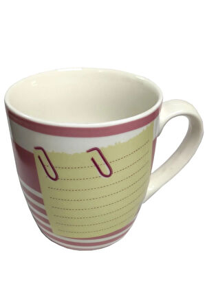 Beyaz Seramik 350ml Desenli Kupa