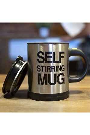 Siyah Karıştırıcı Özellikli Mikser Kupa Bardak Self Stirring Mug