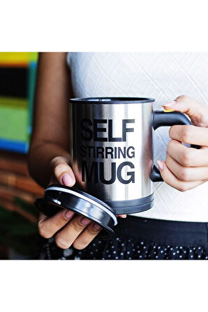 Siyah Karıştırıcı Özellikli Mikser Kupa Bardak Self Stirring Mug