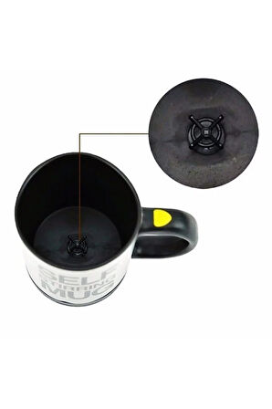 Siyah Karıştırıcı Özellikli Mikser Kupa Bardak Self Stirring Mug
