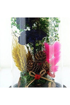 Dekoratif Cam 20 Cm Serenity Bahçe Temalı Fanus