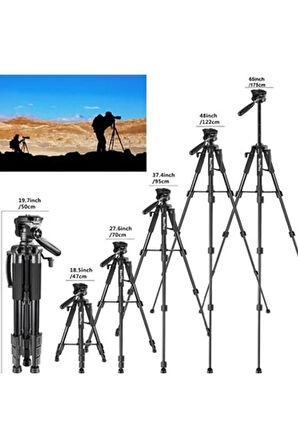 Profesyonel Np-8850 Kamera Ve Telefon Standlı Ayarlanabilir 175cm Tripod