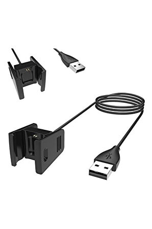 Fitbit Charge 2 Ile Uyumlu Akıllı Saat Usb Şarj Kablosu Siyah