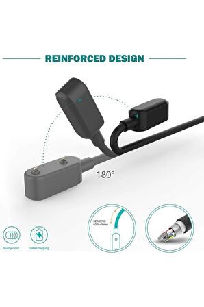 Huawei Children 4x Ile Uyumlu Akıllı Saat Için Manyetik Usb Şarj Kablosu Siyah