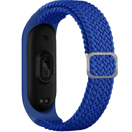 Xiaomi Mi Band 7 ile Uyumlu Mixed Kayış Hasır Örmeli Kordon Kayış Lacivert