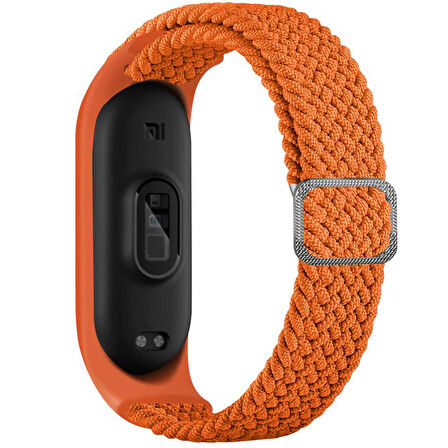 Xiaomi Mi Band 7 ile Uyumlu Mixed Kayış Hasır Örmeli Kordon Kayış Turuncu