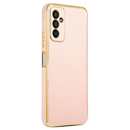 Galaxy M23 ile uyumlu Kılıf Gold Kenar Pastel Renkli Halcyon Z-Bark Kapak Rosegold