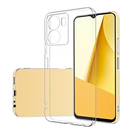 Vivo Y16 ile uyumlu Kılıf Süper Pürüzsüz Yüzey Şeffaf Silikon Kapak