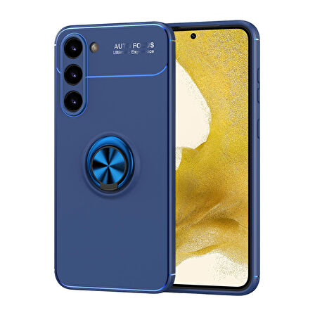 Galaxy S23 ile Uyumlu Kılıf Yüzük Tutuculu Mıktanıslı,standlı Novel Silikon Mavi