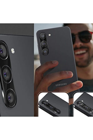 Galaxy S23 Ile Uyumlu Kamera Lens Koruma Ile Uyumlu Halcyon Tam Kaplayan Kamera Koruma Siyah