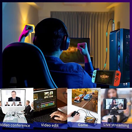 Coverzone Type C Video Capture Yakalama Kartı Uçlu HDMI to Type-C PC Bilgisayar Video Adaptör Çevirici