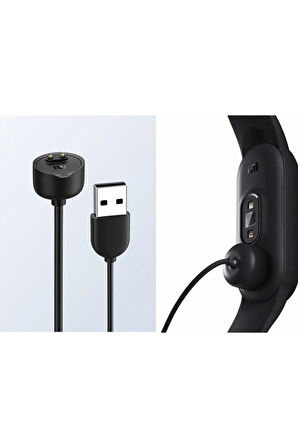 Xiaomi Mi Band 5 Ile Uyumlu Akıllı Saat Şarj Kablosu Manyetik Usb Şarj Aleti Siyah
