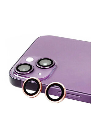 Iphone 14 Ile Uyumlu Profesyonel Kamera Lens Koruma Camcov Rosegold
