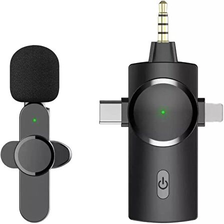 Coverzone Kablosuz Yaka Mikrofonu Tekli iPhone ile Uyumlu Telefon TYPE-C Portu Telefon 2.4G PC tablet Video Kayıt Röportaj Canlı Yayın Vlog VLG1