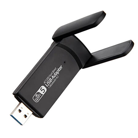 Coverzone Wireless Adaptör Wifi Ağ Kartı Masaüstü Bilgisayar Pc ile Uyumlu 2,4G 5G Usb 3.0 AC1300