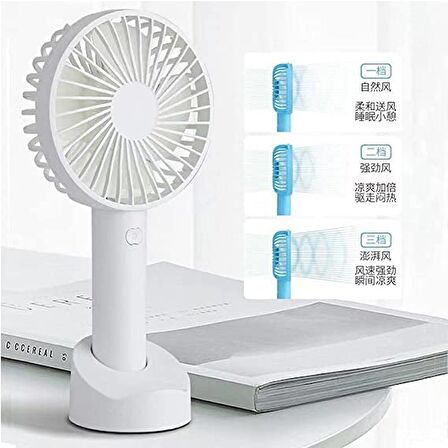 Taşınabilir Mini USB Fan Telefon Standlı El Fanı 3 Kademeli Üfleyici Mini Vantilatör Soğutucu Evde Ofiste Yolda Kullanım 21cm Mini Fan HR023 (SİYAH)