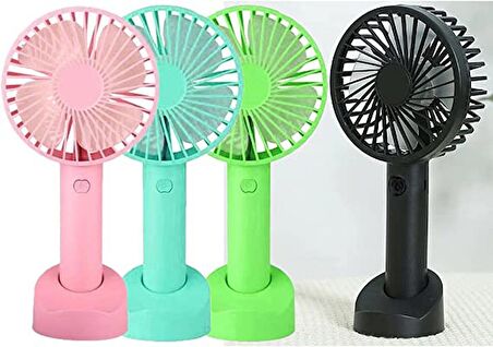 Taşınabilir Mini USB Fan Telefon Standlı El Fanı 3 Kademeli Üfleyici Mini Vantilatör Soğutucu Evde Ofiste Yolda Kullanım 21cm Mini Fan HR023 (MAVİ)