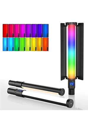 Stick Rgb Led Işık Tripod Ayak Dahil Fotoğraf Video Çekimi Oled Ekran 12 Farklı Işık Kumandalı FL600