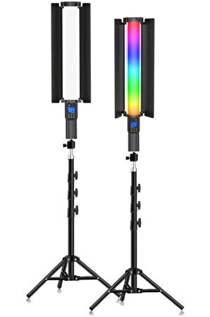 Stick Rgb Led Işık Tripod Ayak Dahil Fotoğraf Video Çekimi Oled Ekran 12 Farklı Işık Kumandalı FL600