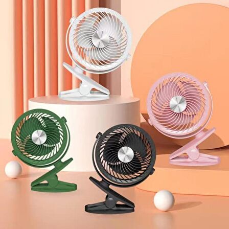 Coverzone Mini Usb Fan Standlı Koca Kafa Dizayn Mandallı Kıskaçlı Model Tatilde Kampda Evde İş Yerinde Çantada Taşınabilir 20cm Yüksekliği Oynar Başlık 3 Kademeli Üfleme YS-2260 (Pembe)