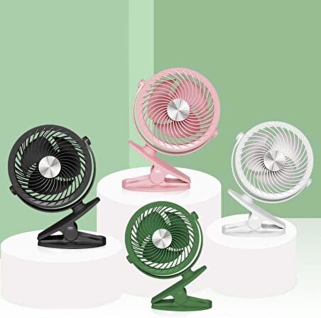 Coverzone Mini Usb Fan Standlı Koca Kafa Dizayn Mandallı Kıskaçlı Model Tatilde Kampda Evde İş Yerinde Çantada Taşınabilir 20cm Yüksekliği Oynar Başlık 3 Kademeli Üfleme YS-2260 (Pembe)