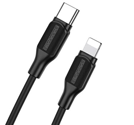 Borofone Data ve Şarj Kablo Silikon PD 20W Type-C To Lightning 1 Metre Uzunluk Output 3A Seyahat Ev Ofis Kullanımına Uygun BX42 (Siyah)