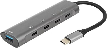 Coverzone Macbook Şarj Uyumlu Type-C Destekli 60W Pd Tüm Bilgisayarlar İçin Şarj Uyumlu 5 in 1 Hub Dönüştürücü 10 gbps Çevirici Çoklayıcı USB Typec Girişli C268