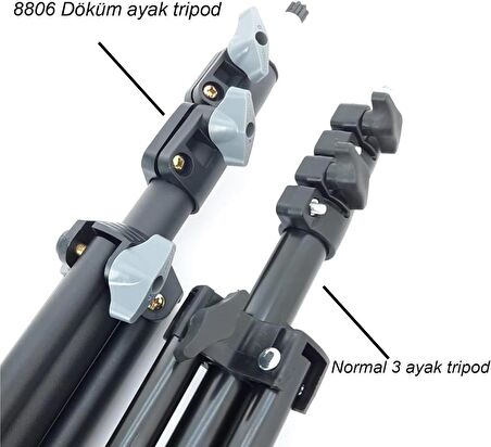 Coverzone Tekerlekli Tripod Kamera Işık Ayağı Demir 940GR Fotoğraf Makinesi Paraflaş Kamera 70-210 cm Yayıncı Vlog Youtuber Işık Tripod Ayağı (TR8806 940 GR Alüminyum Döküm Ayak + 3 Tekerlek)