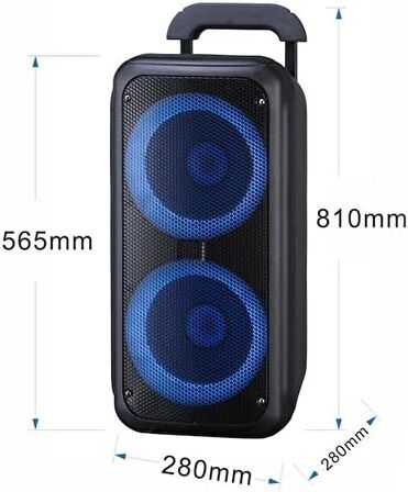 Coverzone Taşınabilir Hoparlör Taşıma Saplı Tekerlekli Ev Sineması Taşınabilir Müzik Çalar Cep Telefonu Bağlantı Yapılabilir Evde Arabada Kampda Tatilde Her Yerde Yanında Taşı 57cm x 28cm 28cm CV2809